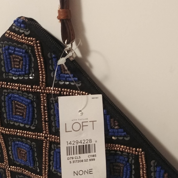 Loft Navy Metallic Beaded tan Leather Wrisylet - Picture 2 of 5